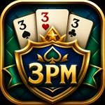 Original 3 Patti Master editorial app icon with shield, three cards, and 3PM monogram